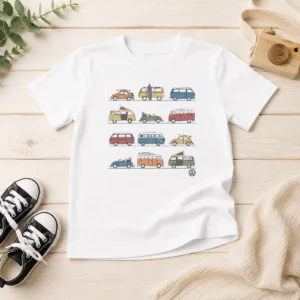 Pretty Volkswagen Vans And Beetles Mens Kids T-Shirt