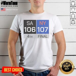 Official San Antonio Spurs Vs New York Knicks Final Score shirt featuring bold team logos on a comfortable cotton tee