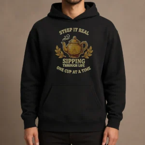 Original Steep It Real Sipping Through Life One Cup At A Time Teapot Hoodie