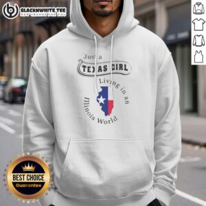 Pretty To Just A Texas Girl Living In An Illinois World Apparel Hoodie in dark gray, cozy pullover with front pocket