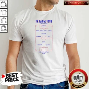 Top France 1998 World Cup Final Team 12 Juillet 1998 Stade De France Paris shirt optimized featuring a classic crew neck short sleeve design