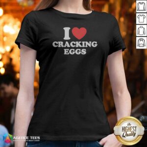 Awesome I Love Cracking Eggs Heart Shape v neck optimized t-shirt design featuring a heart and egg graphic
