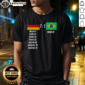 Funny Germany Vs Brazil 7 To 1 Scoreboard Muller Klose Kroos Khedira Schurrle Oscar shirt in black cotton fabric