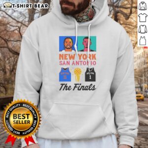 Pretty The Finals Jalen Brunson New York Knicks Victor Wembanyama San Antonio Spurs Hoodie featuring vibrant team graphics.