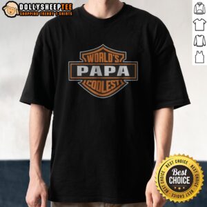 Awesome Papa Harley Davidson Worlds Coolest Shirt showcased on a vibrant background.