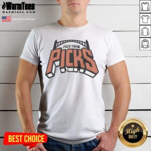 Original New York Knicks F Them Picks shirt displayed on a hanger, showcasing vibrant team colors and graphics.