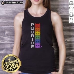 Pretty Puuride Cute Cats Tank Top featuring adorable cat graphics in vibrant colors.