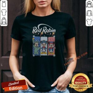 Funny Red Robin Mickey Mouse Statue Of Liberty USA Patriot v neck optimized shirt with patriotic cartoon design
