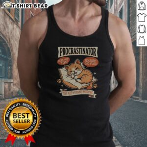 Official Procrastinator Cat Tank Top featuring a playful cat graphic for laid-back vibes