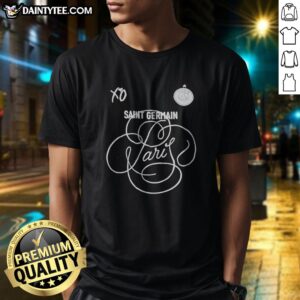 Awesome XO Paris Saint Germain Saint Germain Paris Shirt in black, front view with crew neck and short sleeves