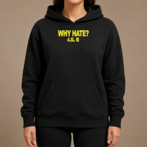 Nice Basedworld Lil B Why Hate Based God Rap Hoodie in black with front graphic print