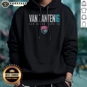 Funny San Diego Wave FC Van Zanten 16 Player Logo Design NWSL Soccer hoodie displayed in a vibrant setting