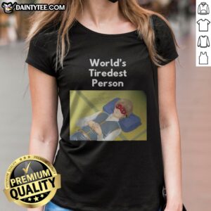 Awesome Okita Sougo World'S Tiredest Person Gintama Ladies Shirt displayed on a white background.