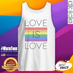 Hot Love Is Love Pride Month tank top featuring vibrant rainbow colors and a bold message.