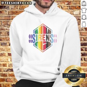 Pretty New York Sirens Pride LGBTQ Rainbow Flag Hoodie showcasing vibrant rainbow colors and a cozy fit.