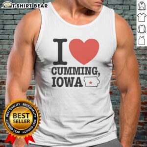 Awesome I Heart Cumming Iowa Tank Top in white, casual sleeveless summer wear