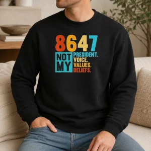 Hot 8647 Not My President Voice Values Beliefs Retro Political Sweater
