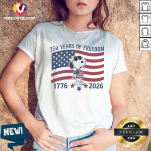 Good Snoopy Wearing Sunglasses 250 Years Of Freedom 1776 2026 V Neck Shirt v neck optimized in classic black