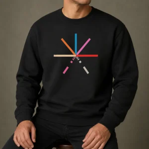Premium Abstract Geometric Color Burst Minimalist Pattern Composition Sweater
