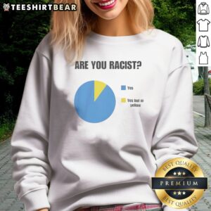Pretty Are You Racist Yes Yes But In Yellow Sweatshirt showcasing vibrant yellow color and bold graphic design.
