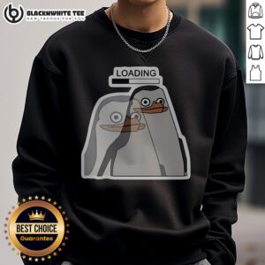 Funny Brain Buffering Slow Loading Penguin Sweatshirt featuring a playful penguin graphic.