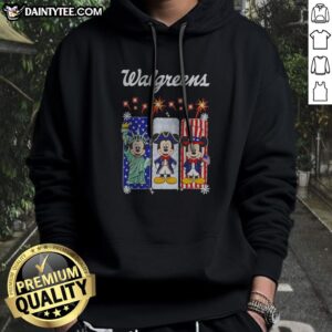 Original Walgreens Mickey Mouse Statue Of Liberty Patriot Uncle Sam USA Hoodie featuring patriotic graphic on a comfortable pullover hoodie