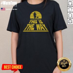 Premium The Mandalorian And Grogu Star Wars This Is The Way ladies tee in black, featuring iconic characters and slogan