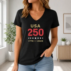Official USA 250 1776 2026 Patriotic American Independence Anniversary V-Neck Shirt