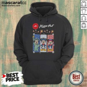 Original Pizza Hut Mickey Mouse USA Patriotic Fireworks hoodie optimized image showing front design and fit