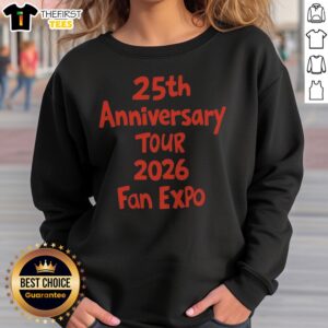 Pretty 25th Anniversary Tour 2026 Fan Expo Sweatshirt showcasing a vibrant design and cozy fit.
