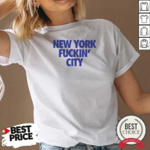Awesome New York Fuckin City Text Typography V Neck Shirt v neck optimized front view on a white background