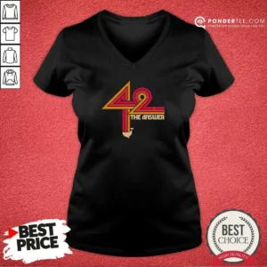 Funny The Hitchhiker'S Guide To The Galaxy 42 The Ultimate Answer V Neck Shirt v neck optimized with short sleeves and comfortable fit