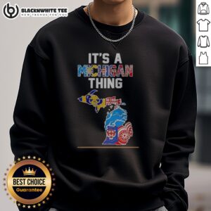 Good It'S A Michigan Thing Sports Map Sweatshirt featuring a unique sports-themed design.