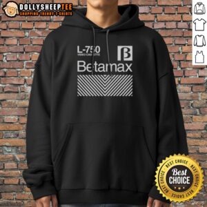 Hot Betamax L 750 Video Cassette Hoodie featuring retro-inspired graphics and a cozy design.