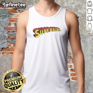 Pretty Supergirl Wordmark tank top featuring a vibrant graphic design on a soft fabric.