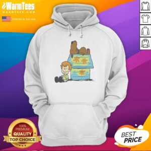 Funny Shaggy Rogers Scooby Doo Peanuts Crossover Mystery Machine Doghouse hoodie in vibrant colors on a black pullover
