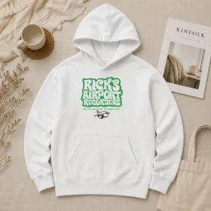 Hot Tom Petty Rick'S Airport Recorders The Best Round Hoodie in charcoal gray, front view with kangaroo pocket and drawstring hood