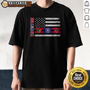 Official Houston Sport Teams Texans Astros Rockets American Flag Houston USA Independence Day