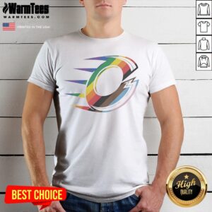 Official Ottawa Charge Rainbow LGBTQ Pride Logo PWHL Graphic shirt showcasing vibrant colors and pride.