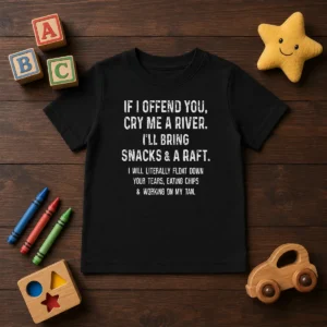 Pretty If I Offend You Cry Me A River Snacks And A Raft Kids T-Shirt