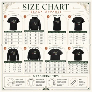 Size chart for Awesome Mazinger Z Robot Face Logo with measurements in inches and cm