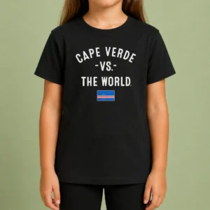 Top Cape Verde Vs The World Soccer Flag Kids T Shirt featuring vibrant soccer flag print on a comfortable cotton tee