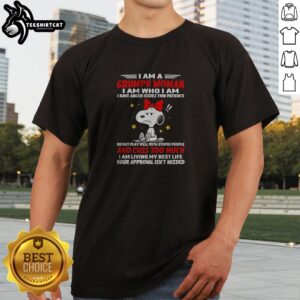 Pretty Snoopy Peanuts I Am A Grumpy Woman I Have Anger Issues Thin Patience graphic shirt in white, short-sleeve cotton tee