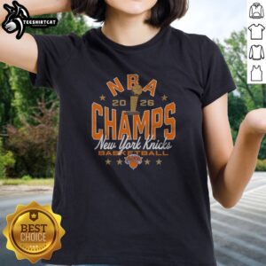 Pretty New York Knicks 2026 NBA Champions Basketball Fan Ladies shirt in white with bold team graphics