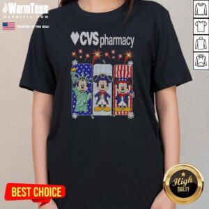 Heart CVS Pharmacy Mickey Mouse Statue Of Liberty USA Patriotic ladies tee on ladies tee