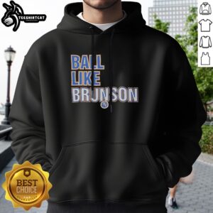 Hot Jalen Brunson New York Knicks NBA Ball Like Brunson Basketball Player Hoodie in navy blue with graphic print