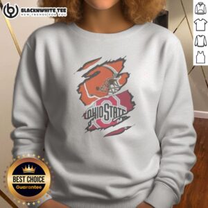 Official Cleveland Browns And Ohio State University Logo Torn Sweatshirt featuring distressed logos