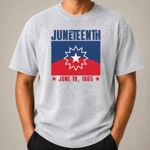 Nice Juneteenth Red White Blue Freedom Flag 1865 Emancipation Day design on a soft washed t shirt