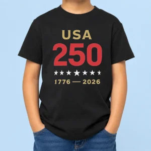 Pretty USA 250 1776 2026 Patriotic American Independence Anniversary Kids T-Shirt