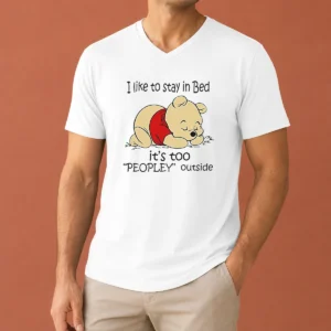 Awesome Winnie The Pooh Sleeping I Like To Stay In Bed V-Neck Shirt
